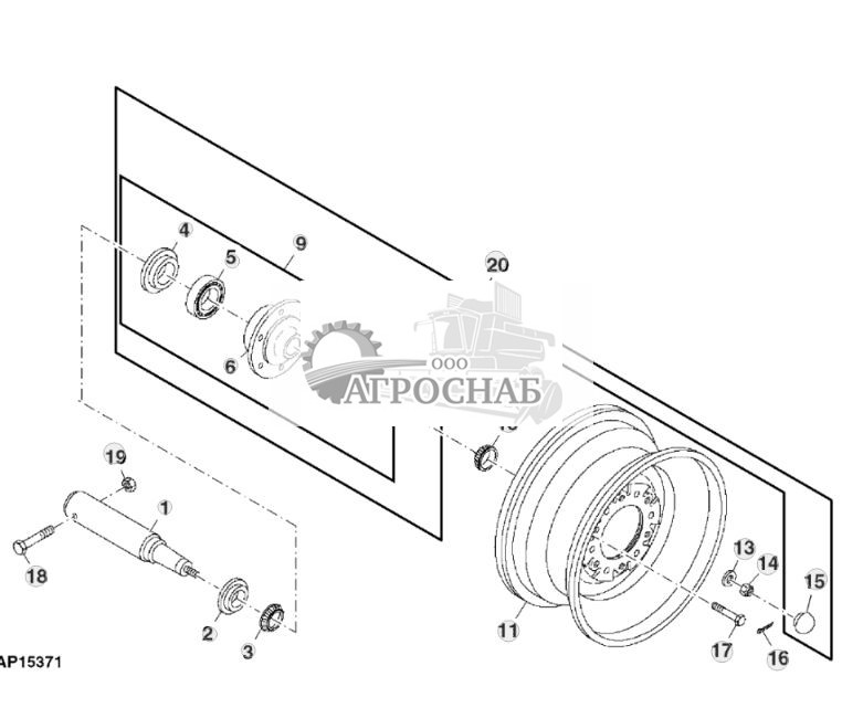 WHEEL, HUB AND SPINDLE (2.25